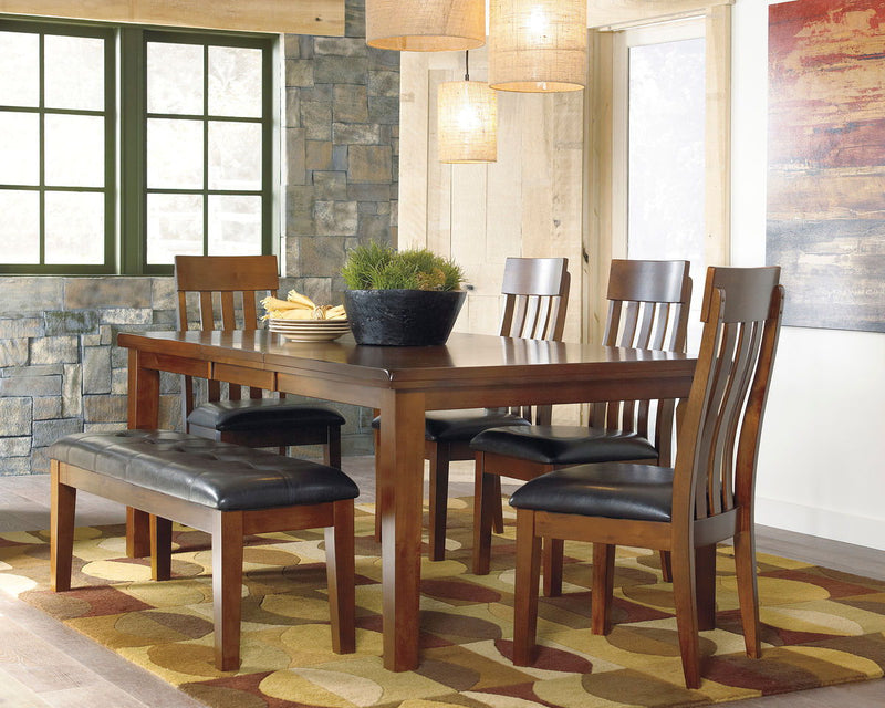 Ralene - Rectangular Dining Table & 4 Side Chairs & Bench - Dark Brown