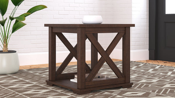 Camiburg - Square End Table - Warm Brown