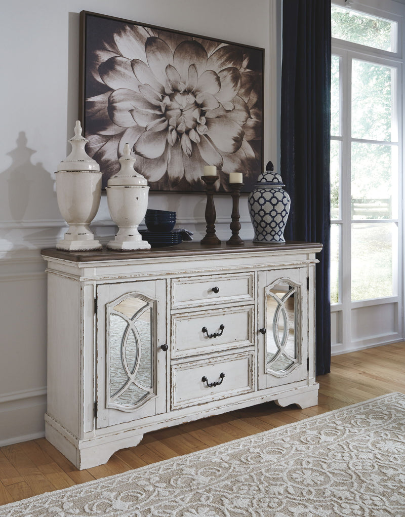 Realyn chipped white clearance dining set