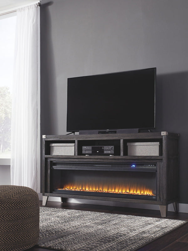 Todoe - 65" TV Stand with Fireplace Insert - Gray