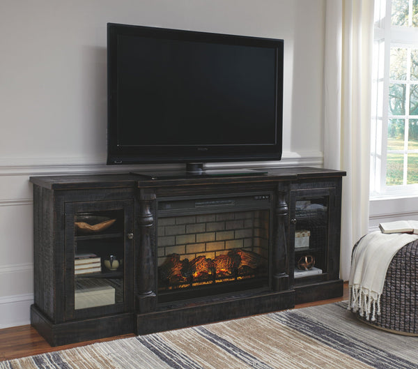 Mallacar - 75" TV Stand with Fireplace - Black