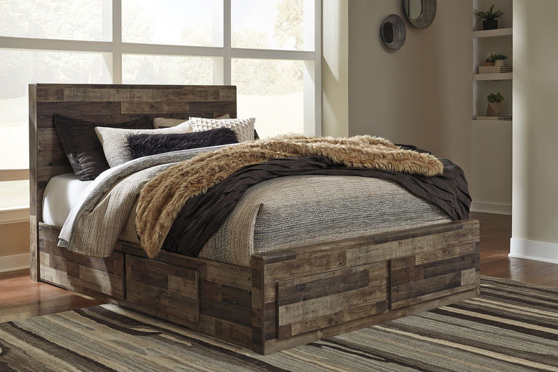 Derekson Queen Panel Bed with Storage Footboard - Multi - Gray