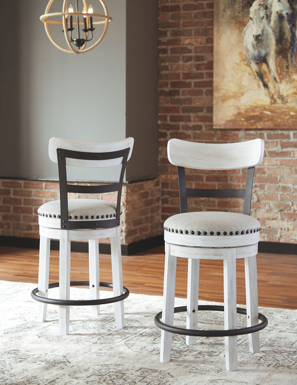 Valebeck - White - Upholstered Swivel Barstool