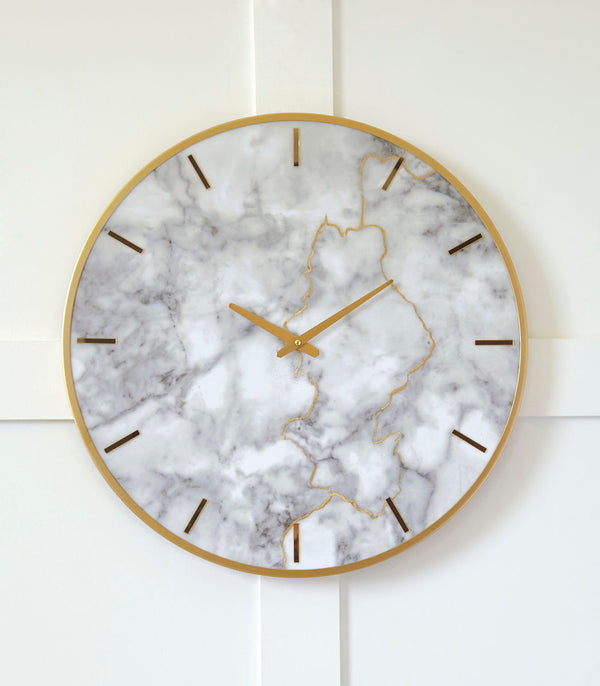 Jazmin Gray/Gold Finish Wall Clock - Ashley shop at  Regency Furniture