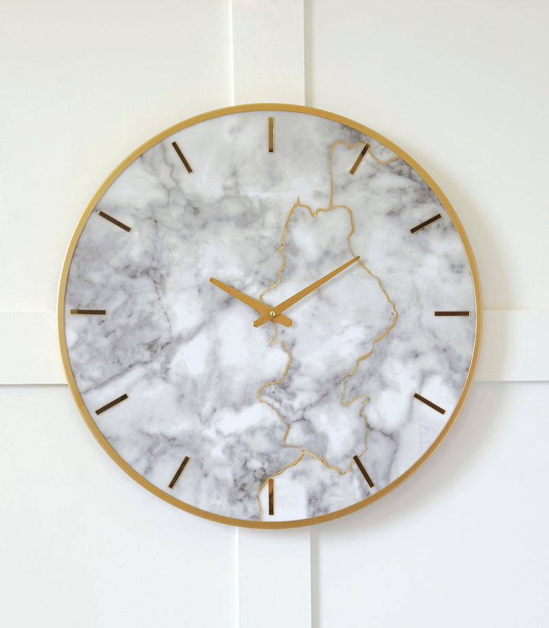 Jazmin Gray/Gold Finish Wall Clock - Ashley shop at  Regency Furniture