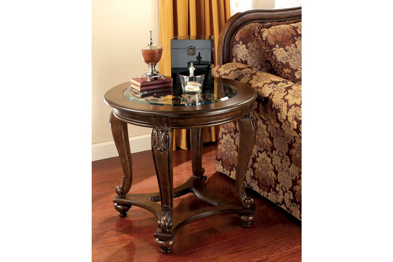 Norcastle - Oval Cocktail Table and 2 End Tables - Dark Brown